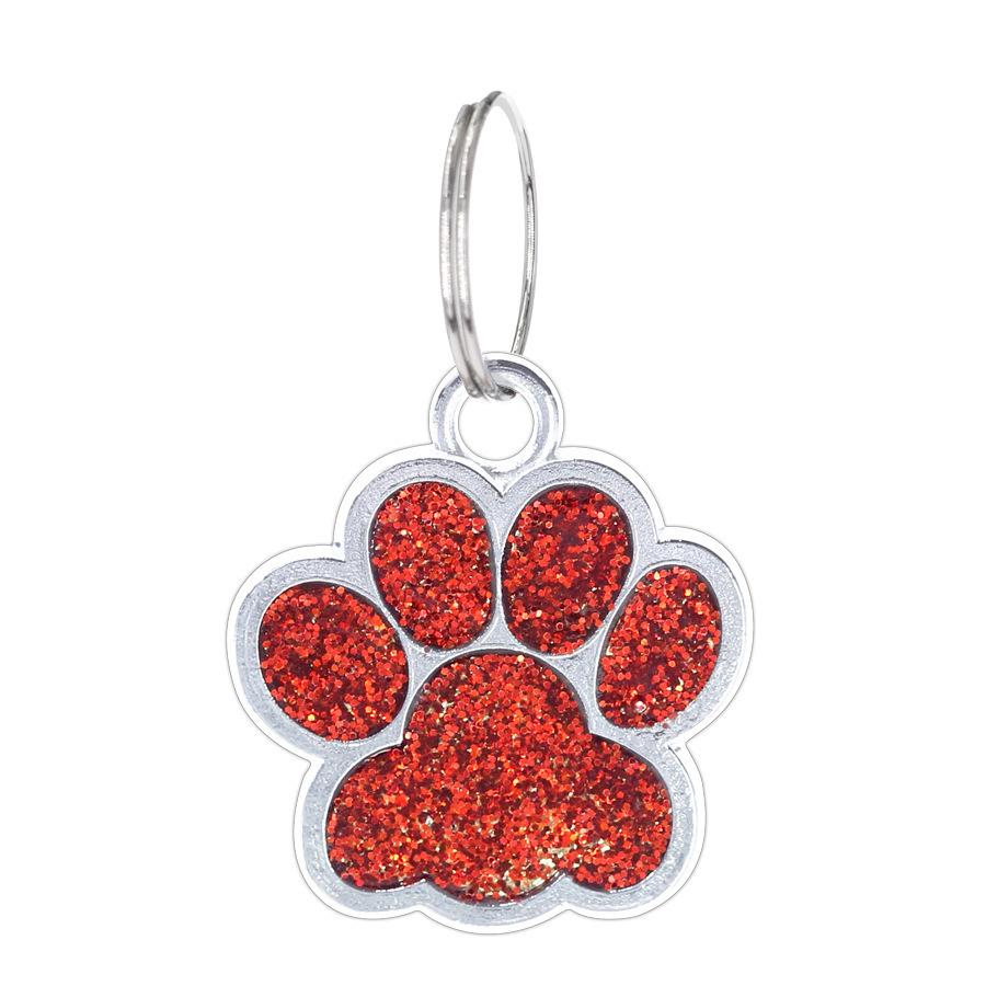 

Dog Cat Paw Charm Suitable For Jewelry Making Glitter Pendant Hang Charm With Keyring Keychain Pet Collar Accessories Paw Glitter Pendant Decor Not engraved червоний