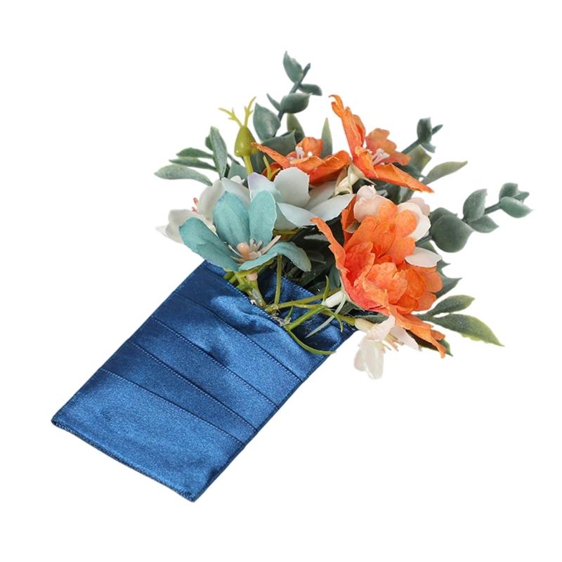 

Elegant Orange Handheld Bouquet Wedding Photo Arrangement Fabric Cloth Material for Bride Groom 1
