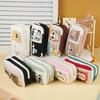 INS Zipper Design Pen Bag Multi-layer Large Capacity Stationery Bag Stationery Organizer Students