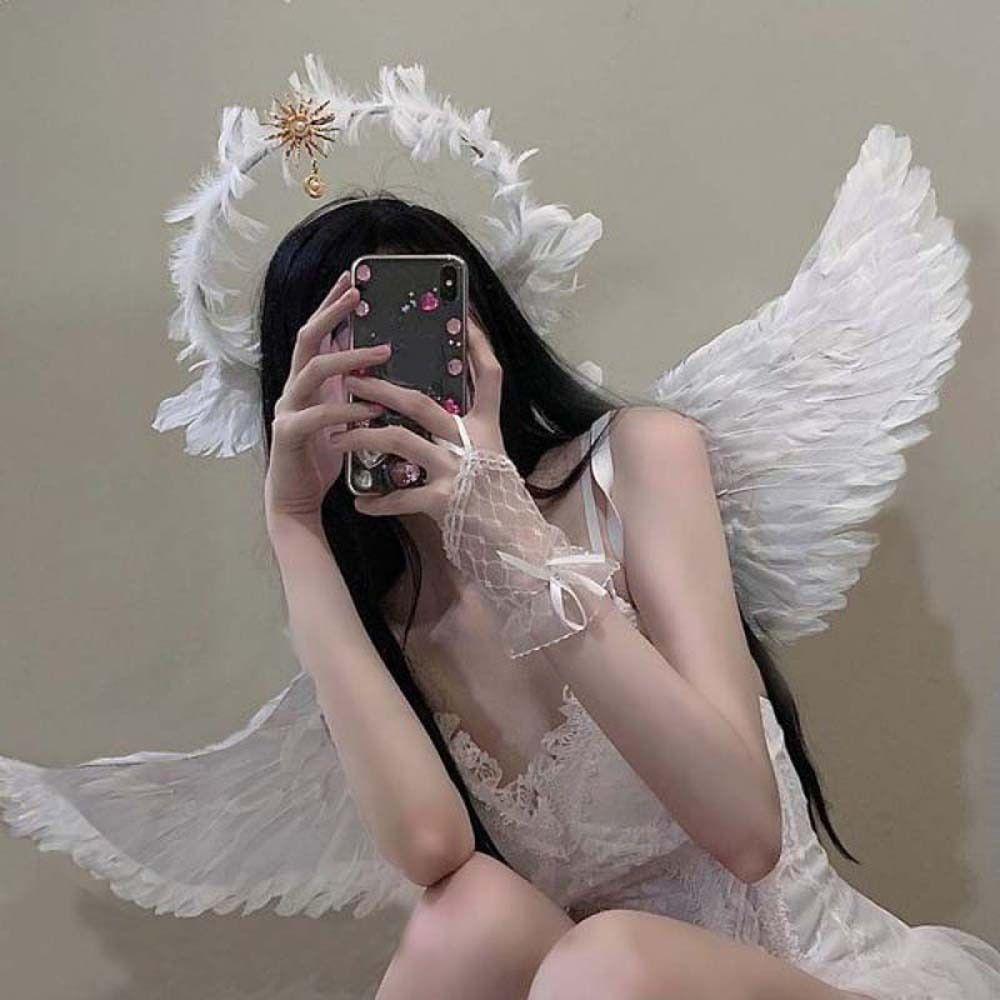 

Обруч для волос с крыльями богини и ангела, ленты для волос в стиле «Солнце Лолита», повязка на голову с перьями Elegnat, повязка на голову для женщин/девочек