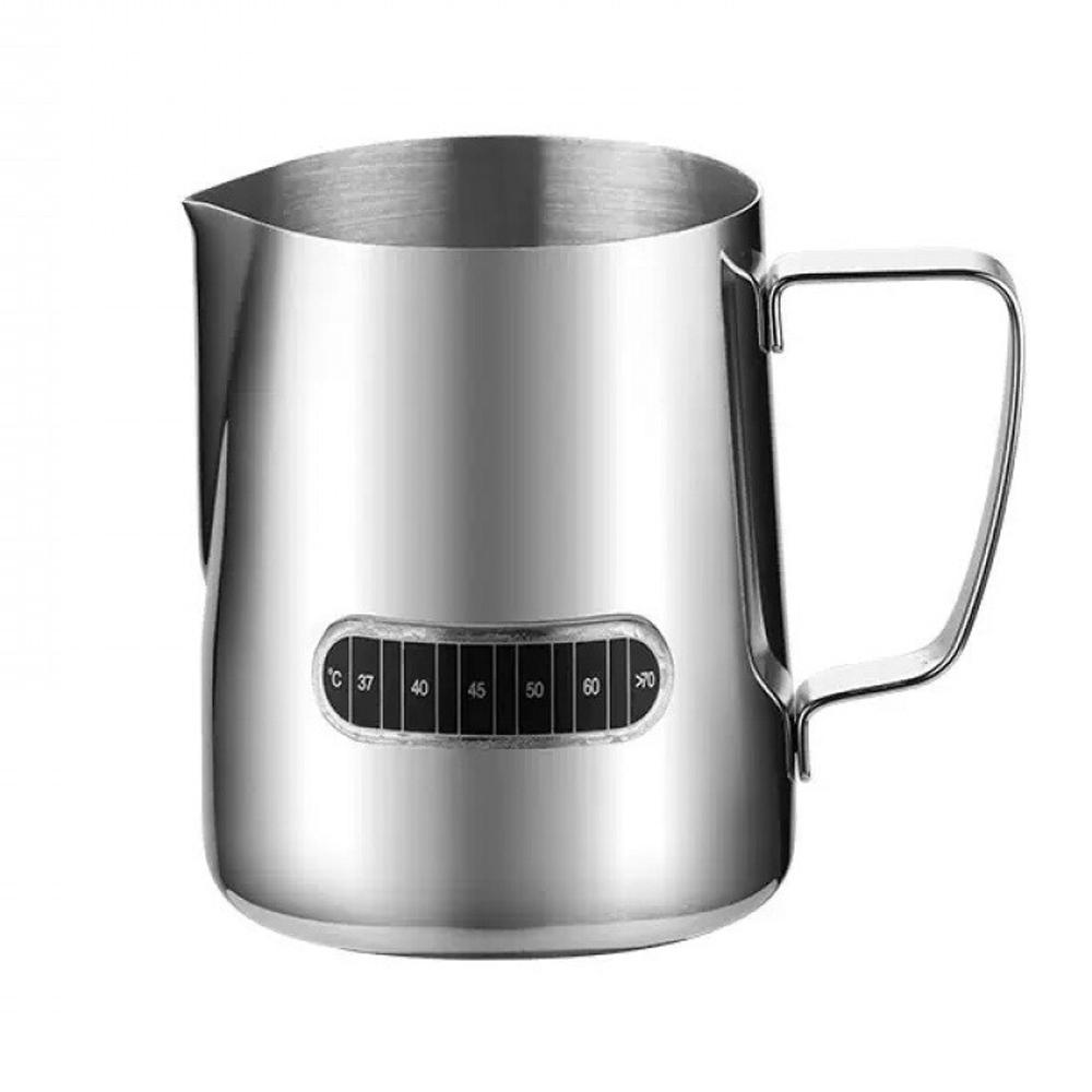 350ML/600ML Milk Frothing 304 Stainless Steel Milk Jug With Thermometer Milk Pitcher For Making Cappuccino Latte And Espresso
