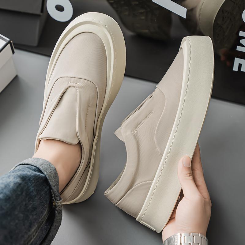 2025 Beige Loafers Man Comfortable Cloth Platform Casual Shoes For Man Lightweight Trendy Slip-on Driving Shoes Man Summer Shoes
