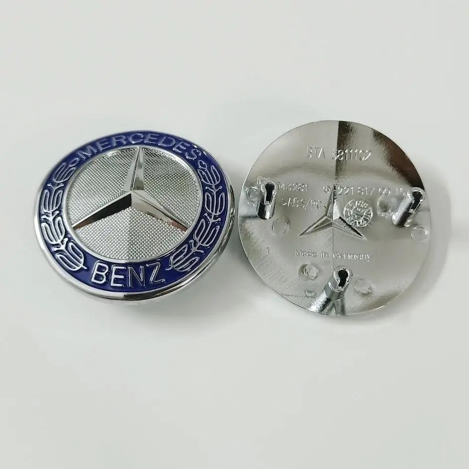 

GLC GLB 42mm 3 Pins Car Emblem Front Top Grille Black Blue Star Wheat Curved Badge for Mercedes Benz Old C E S C200 E300 S400 L 1pcs