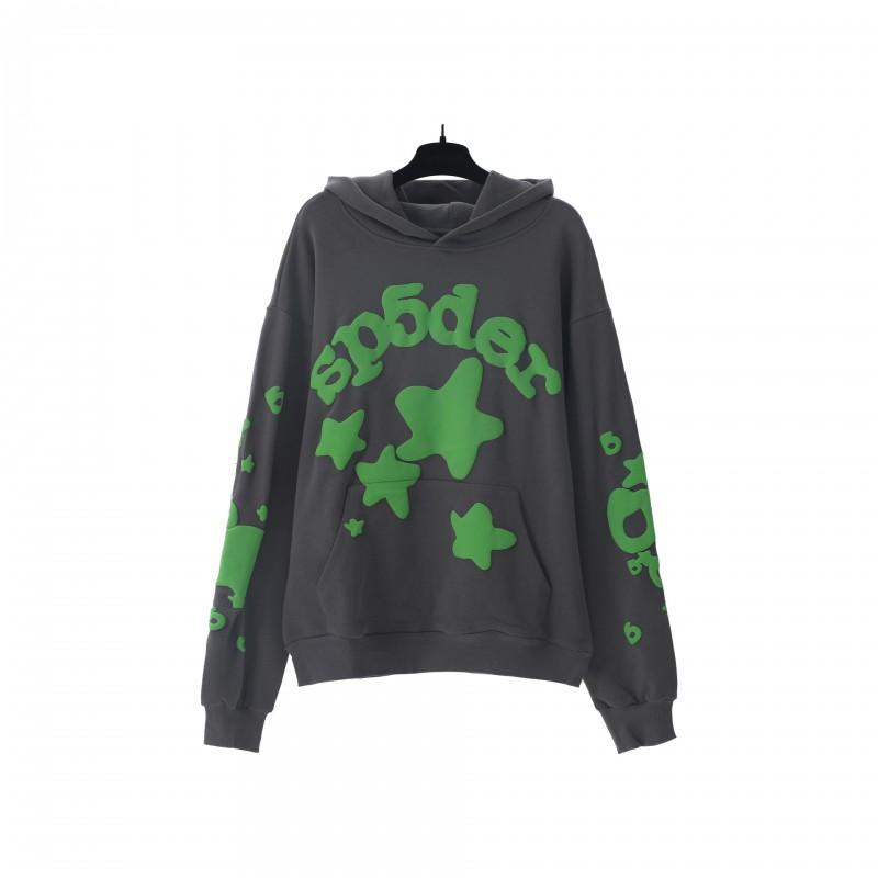 Oversized Hoodie With Spiderweb Foil Print Streetwear Cotton Sweatshirt Men