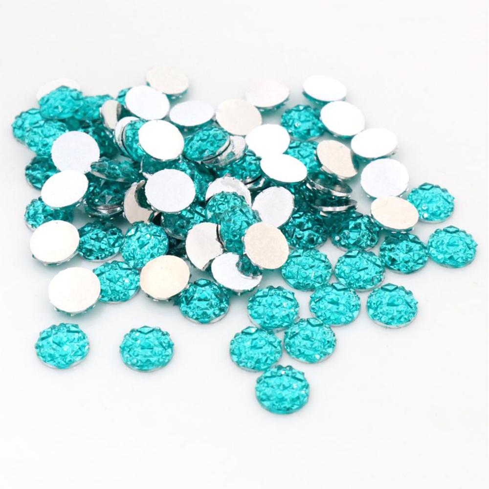 Natural Ore Druzy 8mm 10mm 12mm 40pcs Multi-Color Flat Back Resin Cabochons Dome For Bracelet Earrings DIY Jewelry Findings