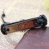 SCIONE Cross Scripture Bracelet Religious Handmade Leather Jewelry