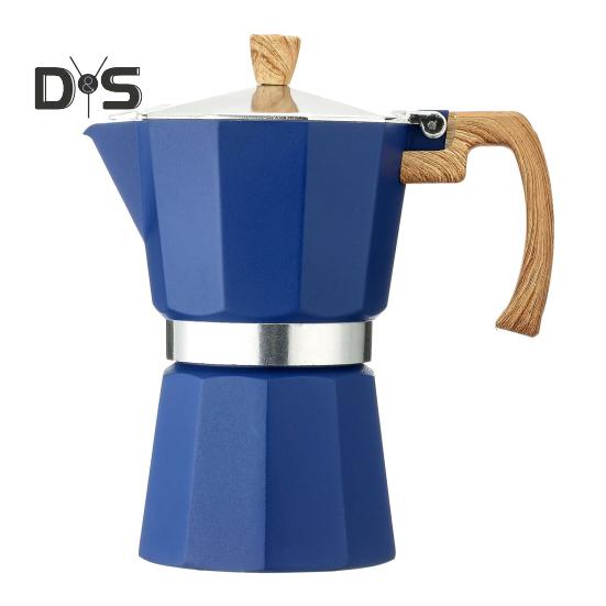 

Кофеварка Moka Pot Espresso, простая в очистке, кофеварка для плиты, алюминиевый итальянский дизайн, кубинская кофеварка для насыщенного вкуса 300ML синий