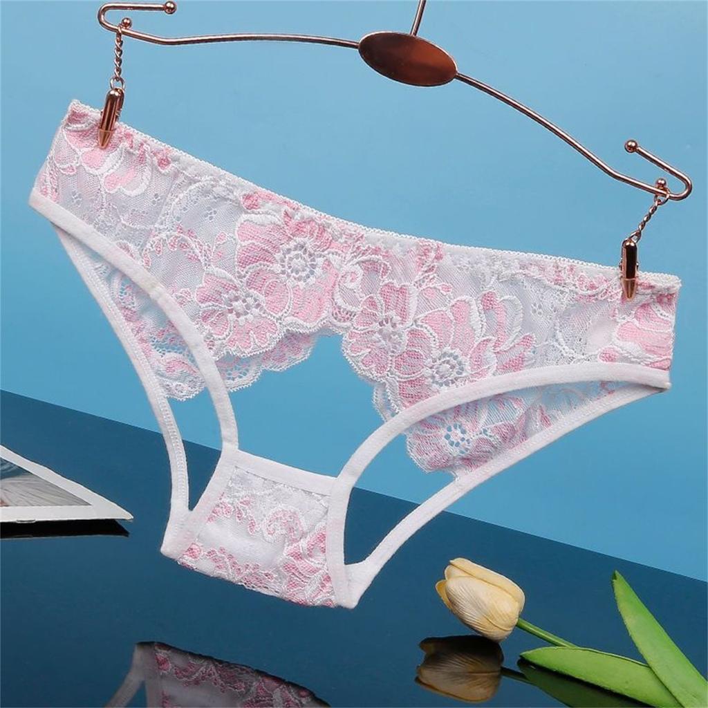 Sexy Hollow Out Lace Underwear Women Low Waist Hipster Floral Embroidered Panties Sheer Thin Briefs