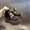 Fashion Muffin Heightening Fashion Boots 2024 Autumn and Winter New British Style Platform Retro Lace-up Versatile Martin Boots Women