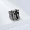 Gothic Punk Men's Ring Oversized Stainless Steel Cross Signet Ring Hip Hop Streetwear Statement Jewelry Bold Gothic Ring for Him