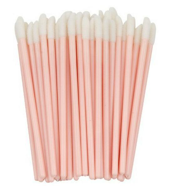 50-Pack Disposable Lip Brushes - Portable Solid Lipstick, Lip Gloss, and Makeup Cleaning Swabs