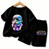 Cool Planet Little Warriors Print Outdoor Street Kids T-shirt and Shorts Summer Home Casual Outfit Boy and Girl's Sports Set