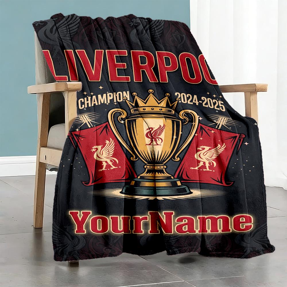 Liverpool Customize Text Blanket Gift Personalized Blanket Soft Warm Cozy Throw For Bedding Office Chair Home Decor Picnics All-Season Use
