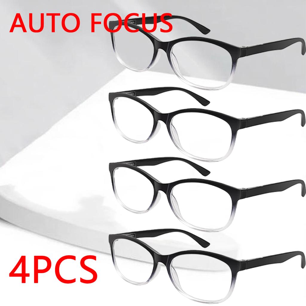 4PCS Auto-focus glasses with gradient color frames blue light blocking reading glasses suitable for men and women