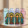 1PC Guadalupe Virgin Portrait 750ml Color Plastic Sports Water Bottle Leakproof Flip Straw Lid For Sports Office Home Use