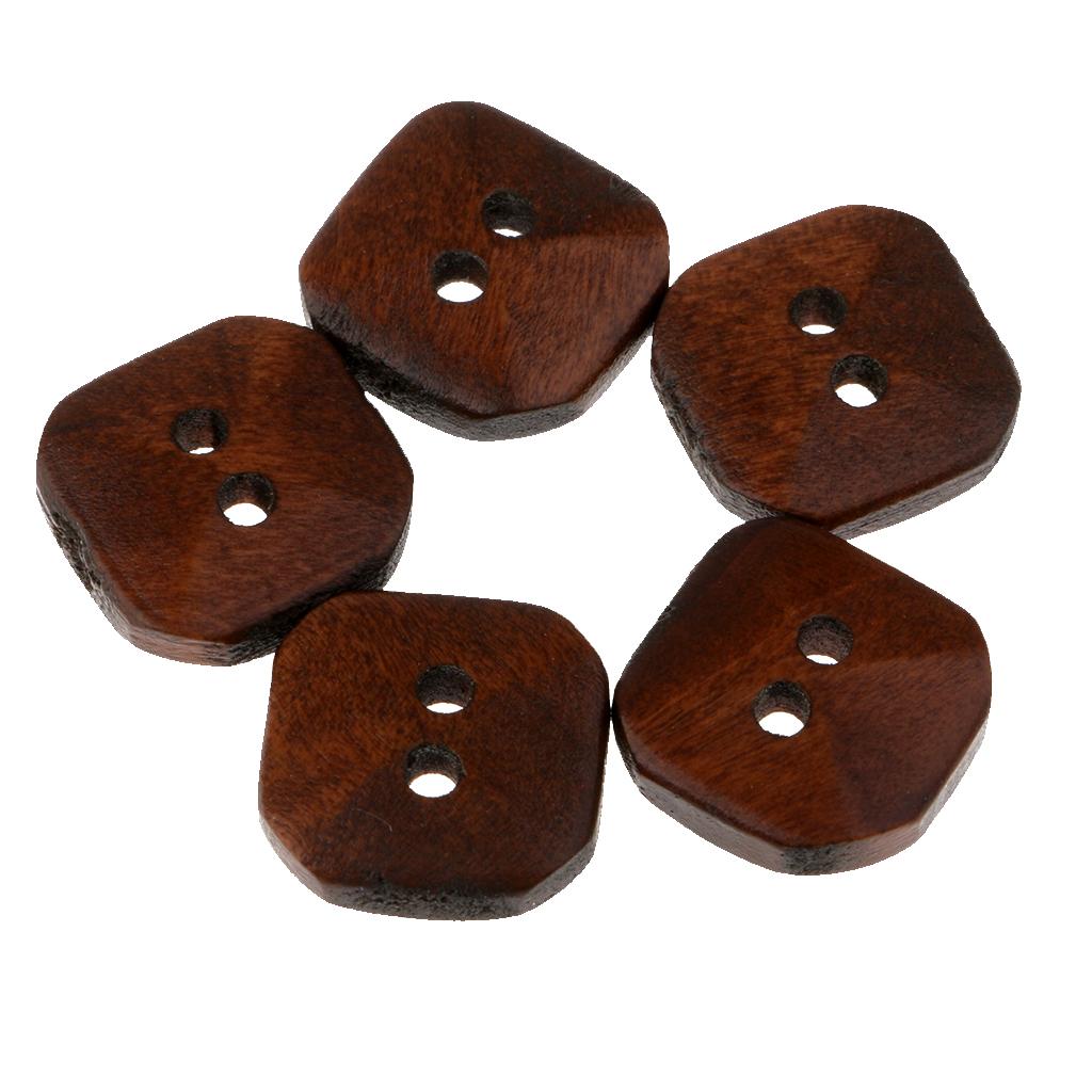 100pcs Square 2-holes Wooden Replacement Buttons Sewing Repair Buttons 13mm