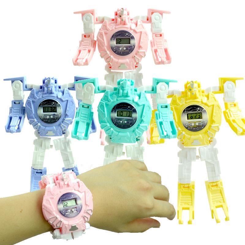 Children's Deformation Watch King Kong Robot Cartoon Elementary School Pupils Diy Toy Boy Girl Electronic Watch Gift