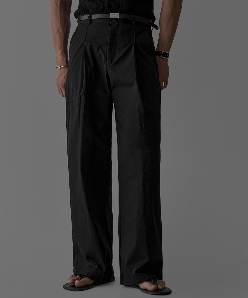 Baulopeulodeogteu Light Cn Double-Pleat Pants [Black]