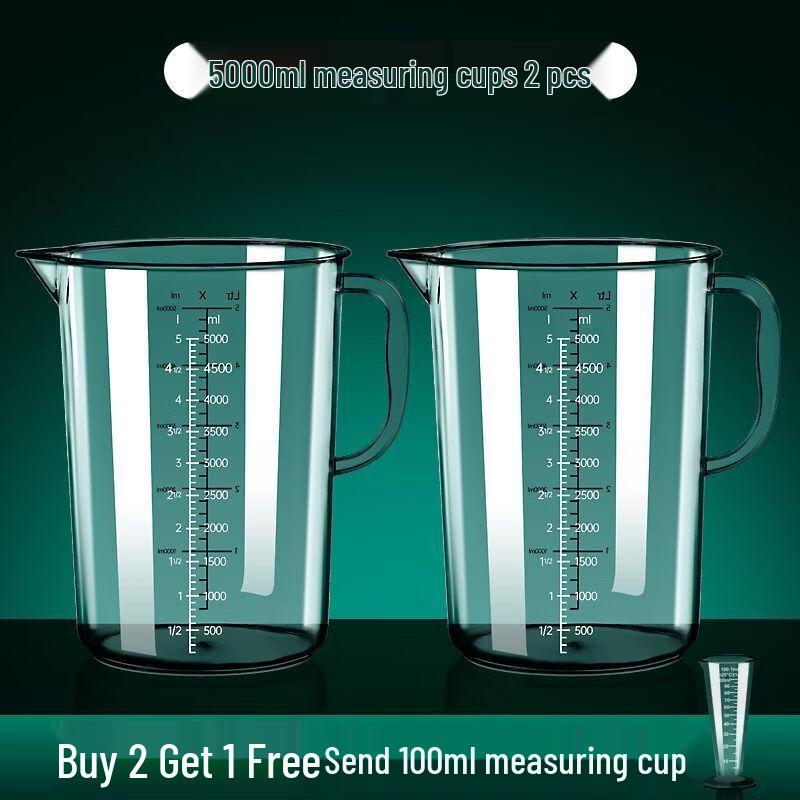 Yipan 5000ml High Borosilicate Glass Measuring Cup with Scale, 2-Pack