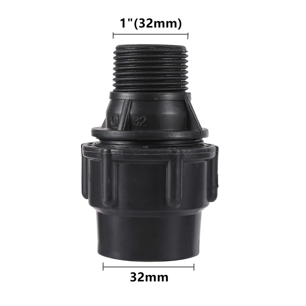 Plastic PE Water Pipe Quick Connection 1/2" 3/4"1"1.2"1.5" Male Thread quick Straight connection 20mm 25mm 32mm 40mm 50mm 1 Pc