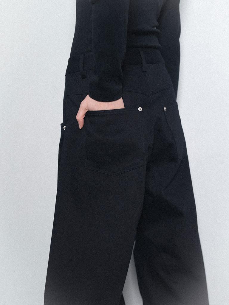 Visus Cotton Curved Pants_Black