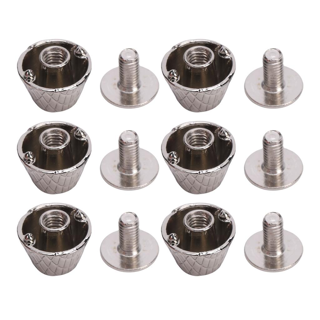 20 Set 10mm Screw Back Rivets Stud Purse Feet Nail Head Studs Metal Flat Buckle Spikes with 6mm Cross Screws for