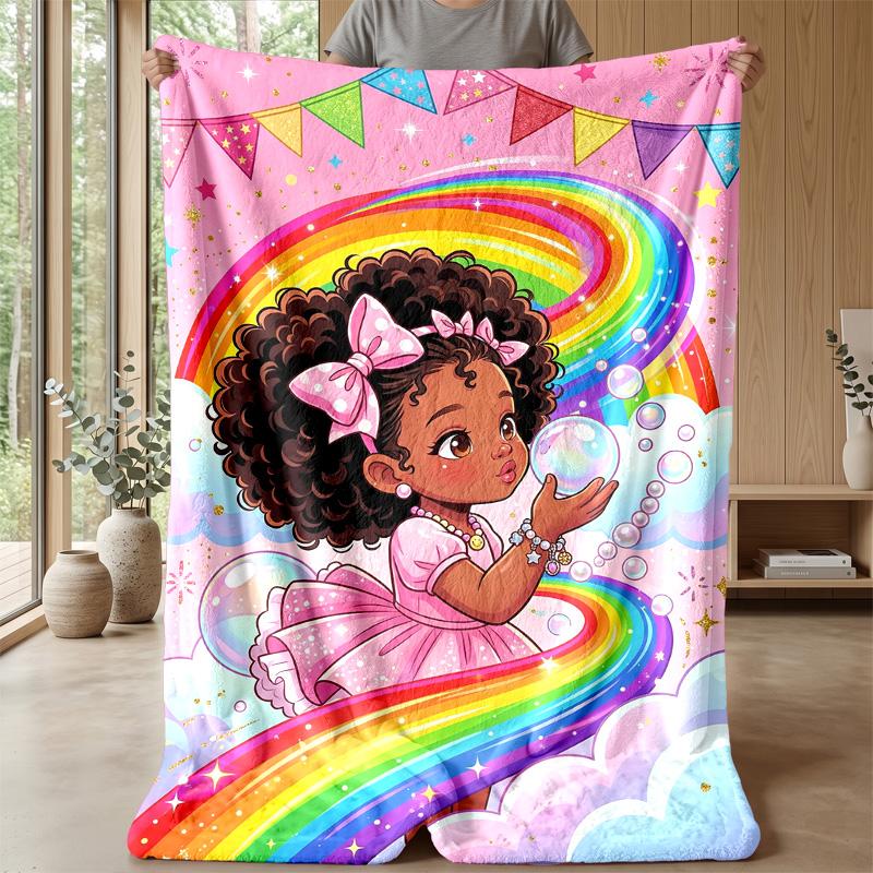 Rainbow Dreams Frame Theme blanket Lightweight Warm Flannel Blanket Decorative Throw Blanket for Home Decoration