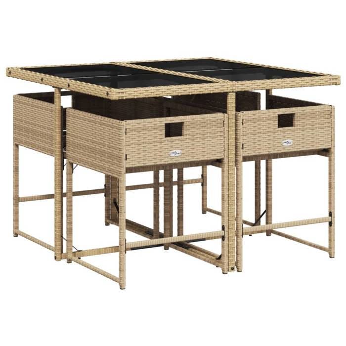 VidaXL Ensemble à Manger de Jardin avec Coussins 5 pcs, Table et Chaises à Dossier Rabattable, Meubles d'Extérieur Patio 3211258