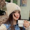 Letter Cloth Label Knitted Hat for Women Autumn and Winter Korean Style Fashion Student Wool Hat Cold Hat Male Couple