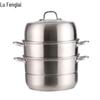 32CM 304 Stainless Steel 3-Layer Steamer Pot