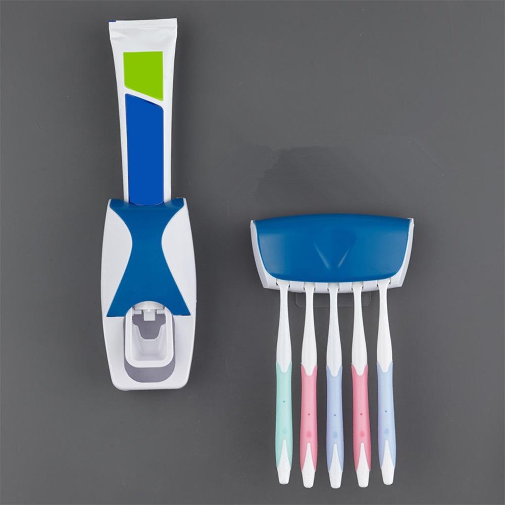 

Plastic Toothbrush Holder Dust-proof Toothpaste Squeezer Toothbrush Storage Rack Bathroom синий
