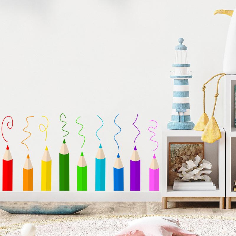 Cartoon Buntstift Wandsticker Kinderzimmer Kindergarten Zuhause Selbstklebende Wandtattoos