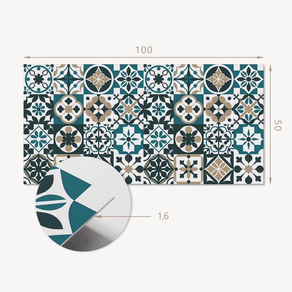 Printed Vinyl Panel Ready to Install 100x50 cm Tiled Patterns in Layout