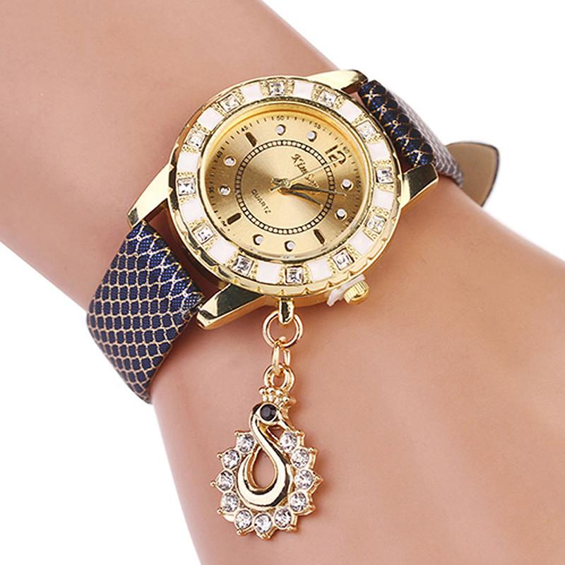 

Quartz Women Watch Wristwatch Swan Pendant Fashion Gift Accessories Clothing синій