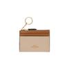 Skinny Zip Closure Double Slot Cross Grain Leather Card Holder Mini Women Card Holder Ivory Light-Saddle CC821-IMUOF
