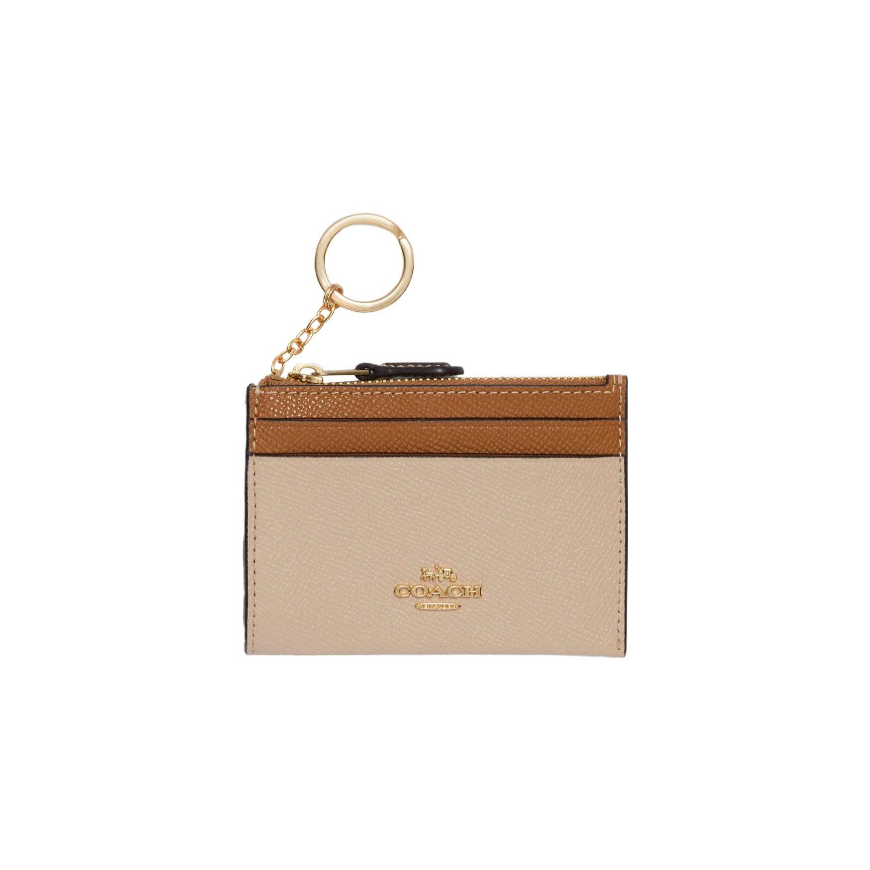 

Coach Mini Skinny ID Case Signature Canvas Ivory Light Saddle Multi Gold Hardware CC821-IMUOF Basic Set (Bag+Dust Bag)