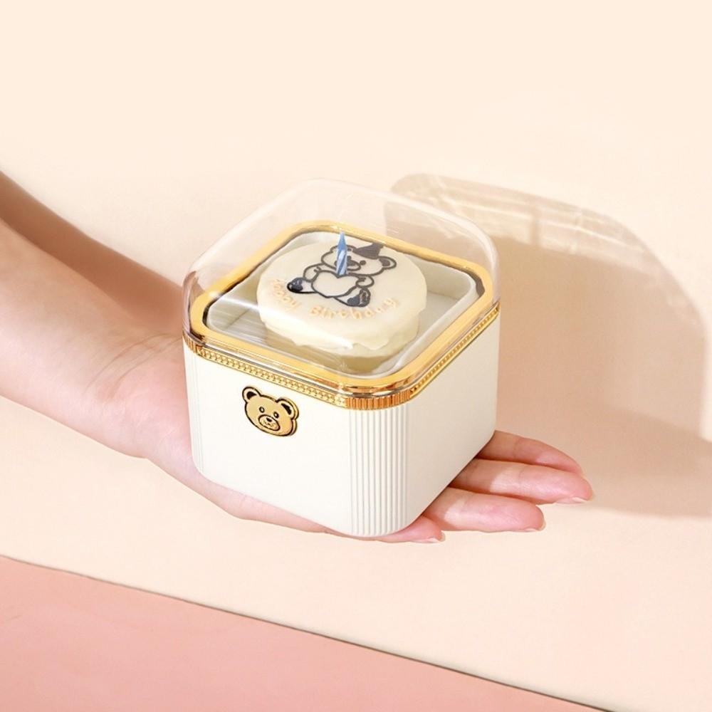 Cartoon Bear Flip Ring Box Automatic Romantic Rotating Jewelry Box Cute Surprise Mechanism Box Confession Proposal
