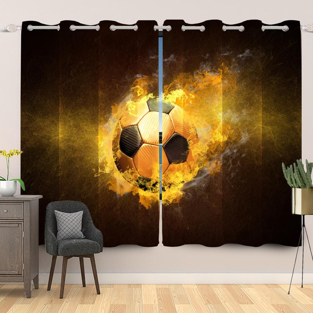 Light Blocking Sports Themed Curtains Multiple Designs Fan Bedroom Living Room Decor Top Window Drapes Curtain Polyester With Grommet Washable Ready