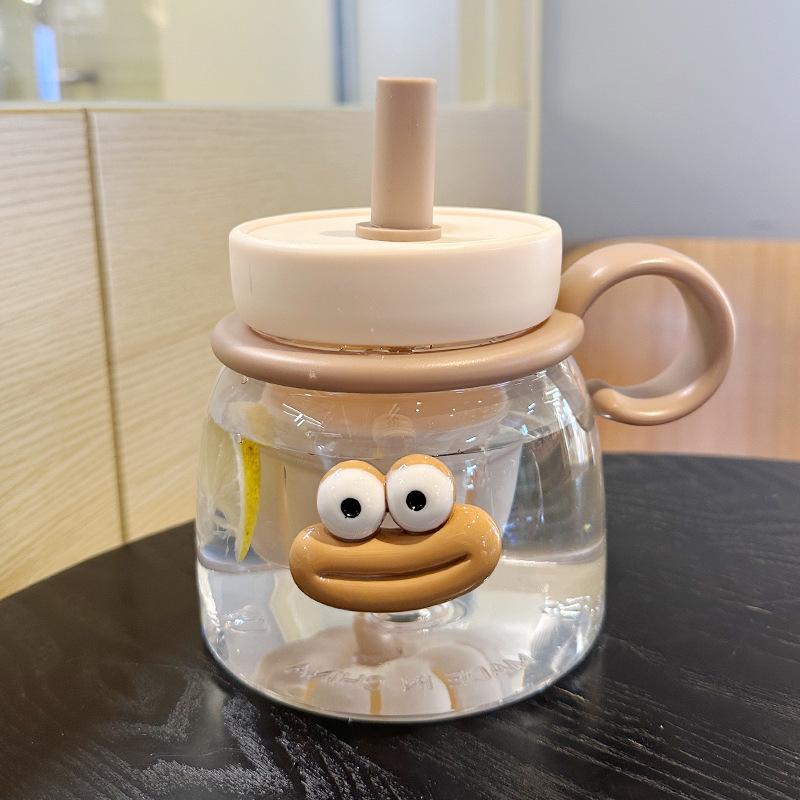 

1000ML Cartoon Water Bottle with Handle Lid And Tea Infuser BPA Free Food Grade PC Cute Travel Cup Large Capacity 1.0L белый