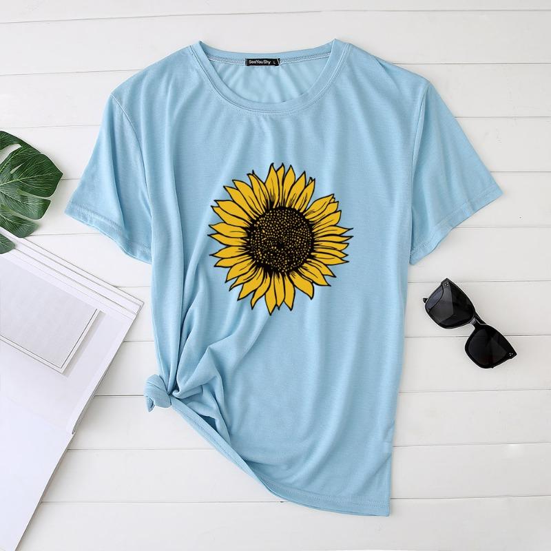 Sunflower Women's 3D Digital Printed Short Sleeved Pure Cotton T-shirt