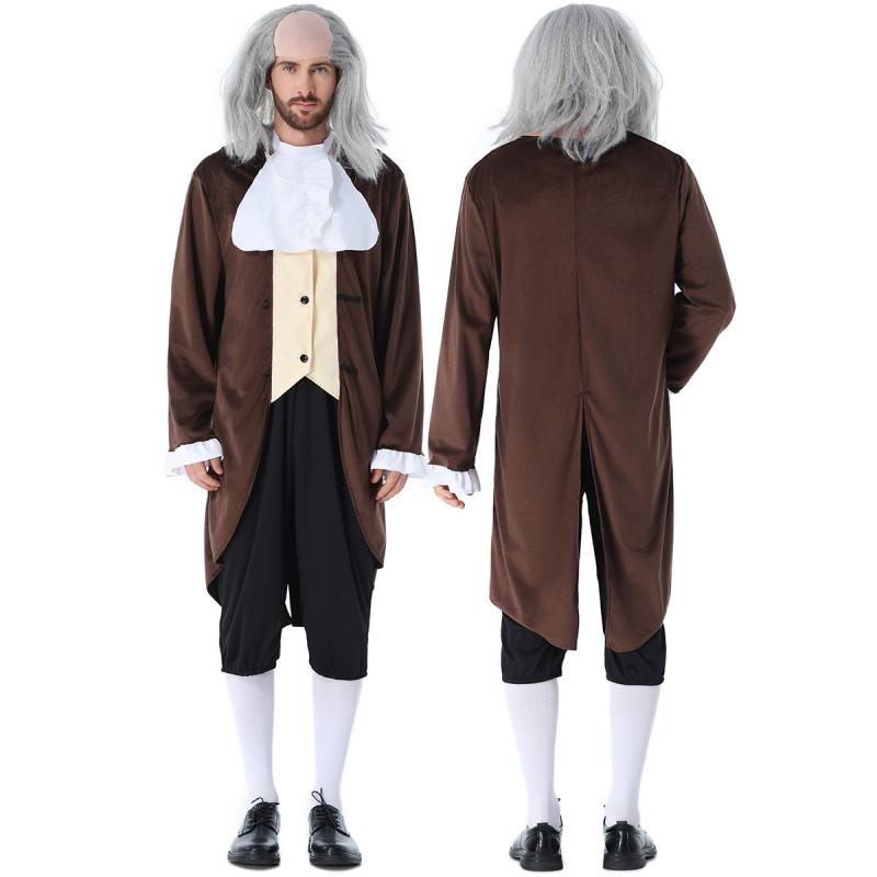 Franklin Scientist Costume Set Kids Adults Parent-Child Matching Outfit Halloween Party Stage Performance