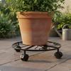 Round Plant Trolley Easy to Install Metal Stand with Wheels Heavy Duty Rolling Pot for