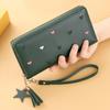 New Long Women Wallet With Heart-Shaped Korean Style Tassel Embroidery Card Holder For Women