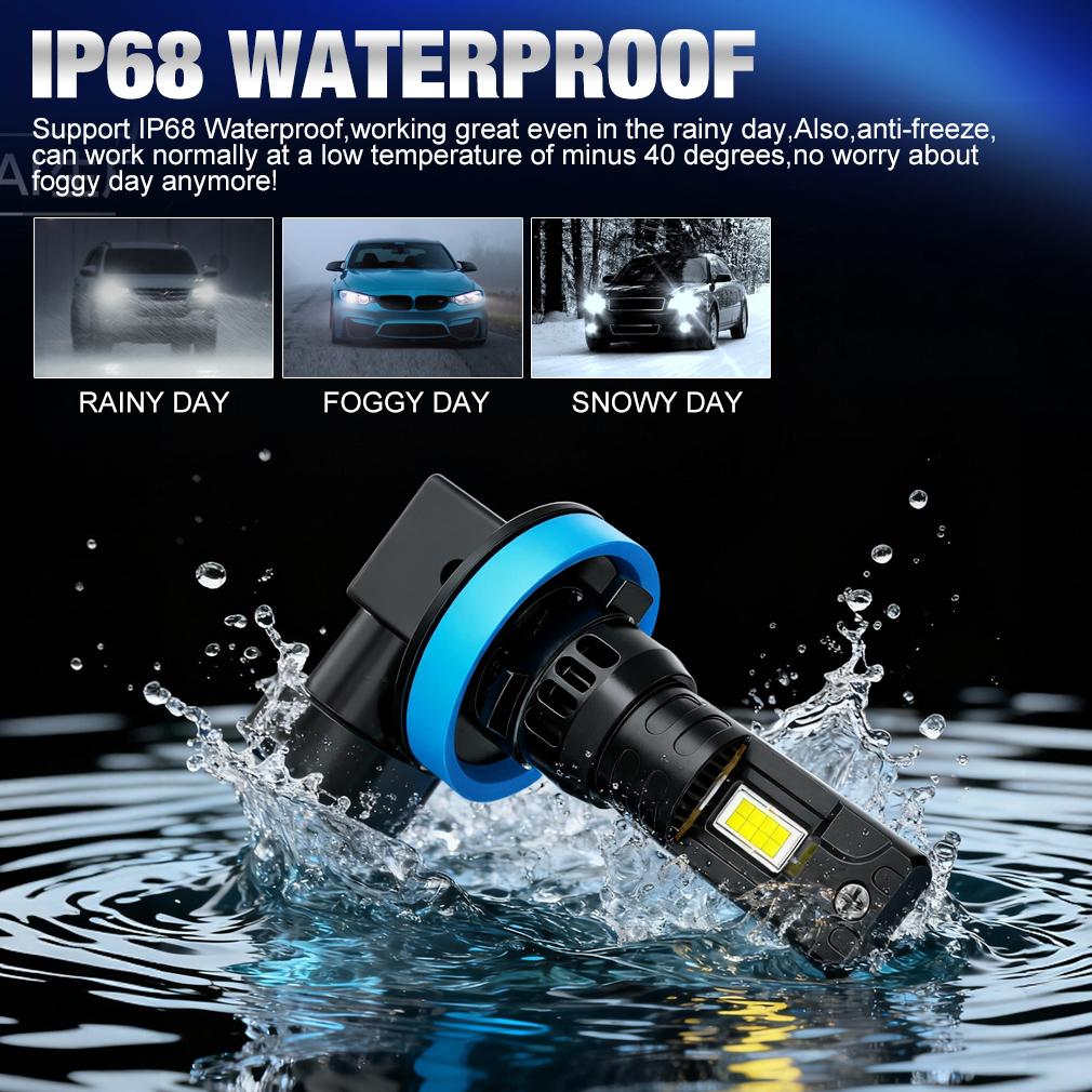 2 st 30000LM H11 LED-strålkastarlampor Mini Turbo HB3 HB4 LED H8 9005 9006 70W Bil Dimljus Strålkastare Auto Plug&Play Lampa 6500K Vit
