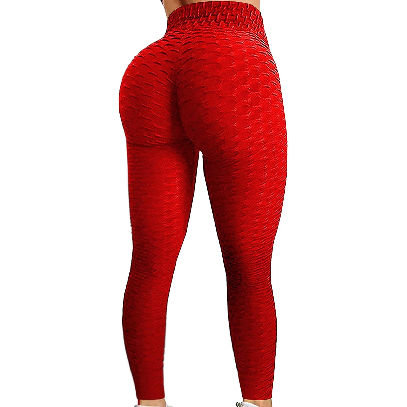 

Women s Bubble Hip Lifting Exercise Fitness Running High Waist Yoga Pants XXL червоний