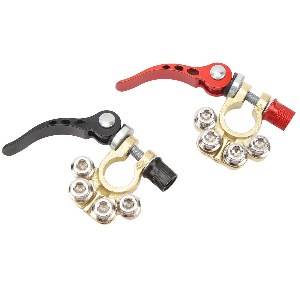 2Pcs Car Battery Terminal Connector With 4 Terminal Black Red Boat Trailer Clamp Connector for SAE O