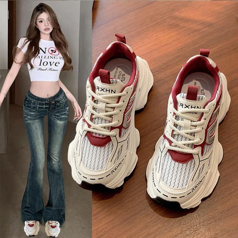 New Platform Dad Shoes Children 2025 New Autumn Thin Mesh Breathable Mesh Shoes Heightening Casual Sports Shoes