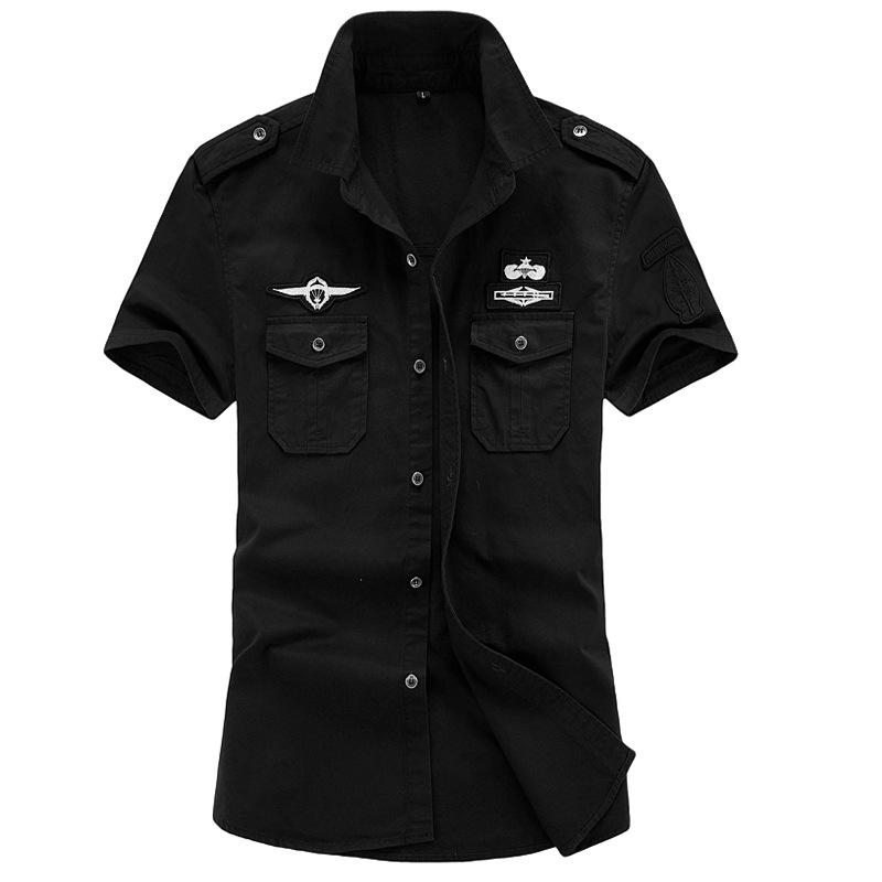 2018 Men's Outdoor Workwear Pure Cotton Epaulet Short Sleeve Shirt