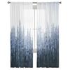 Pine Forest Gradient Snowflake Sheer Curtain for Living Room Hall Wall Dress Up Home Window Supplies Pop Print Tulle Curtains