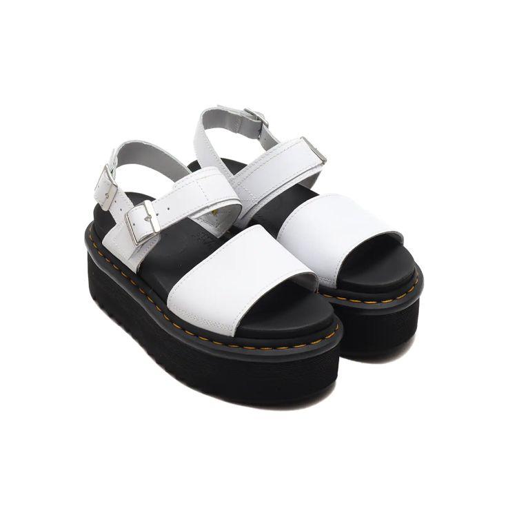 Dr. Martens Voss One Strap Open Toe Wedge Leather Thick Sole Sport Sandals Women Sandals White 26725100